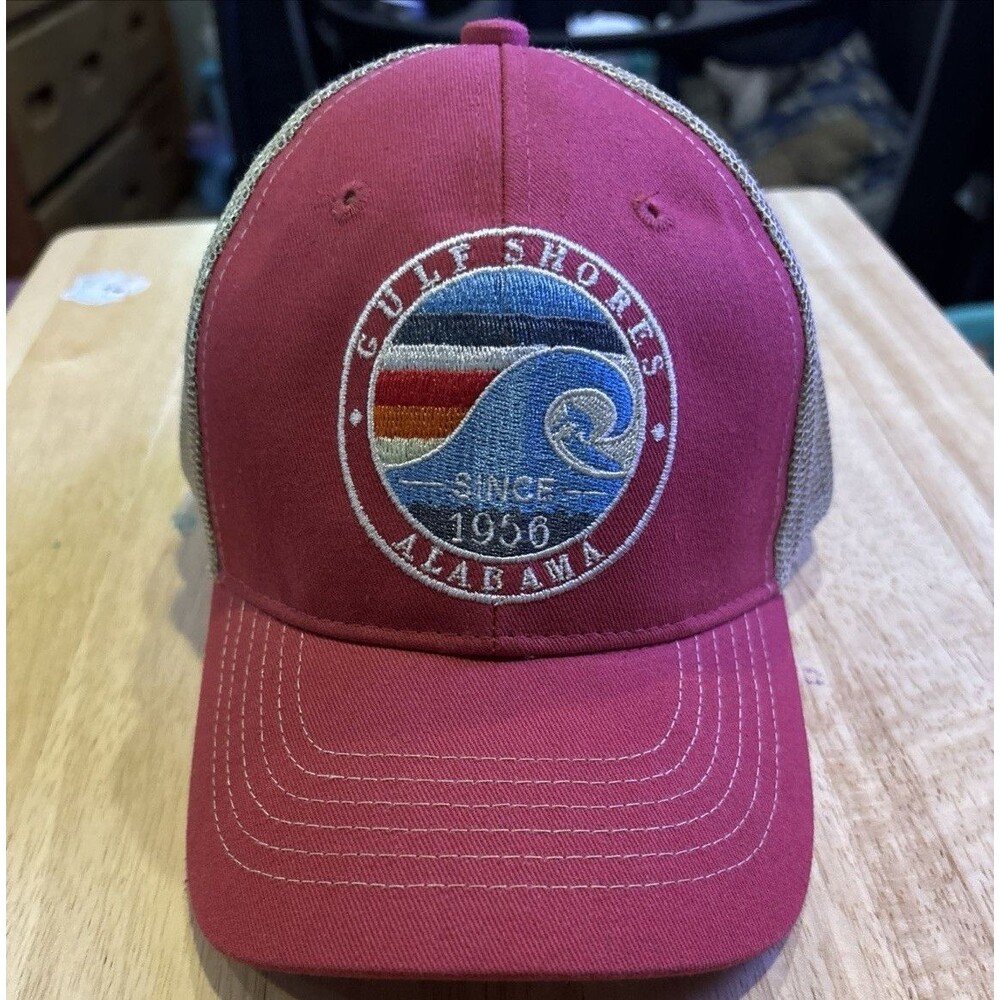 Gulf Shores Souvenirs Sea Turtle Trucker Hat Adjustable Mesh Back Red/Tan